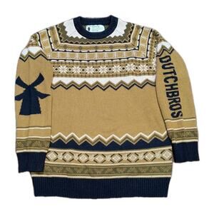 Dutch Bros Sweater Mens Medium Fair Isle Nordic Knit Pullover Crewneck Limited